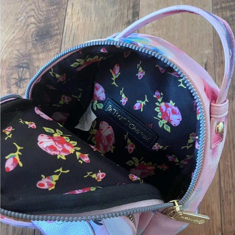Betsey Johnson Girls Pink Floral Mini Backpack Kids Bags